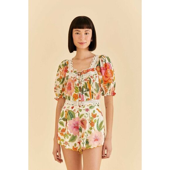 FARM Rio Macaw Bloom Cotton Top Small NEW - Picture 2 of 6